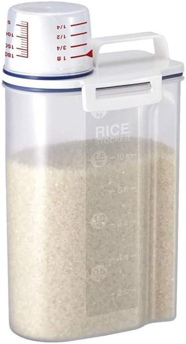 Scale-Assisting Sealed Multigrain Storage Box,Rice Bin Container with Pour Spout and Buckle Rice Barrel Dry Grain Dispenser(2.5L Large Capacity) 1PCS