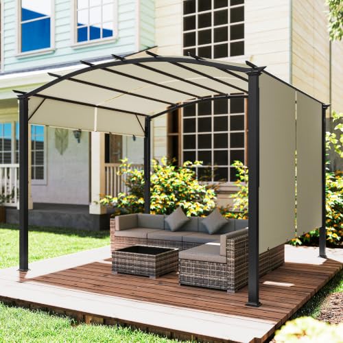 Outsunny 11' x 11' Outdoor Retractable Pergola Canopy Metal Frame Beige image 20