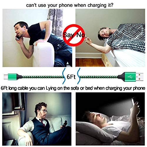 USB C Charger Set, Wall Charger Block with 2-Pack 6Ft Type C Power Charger Cord Replacement for Samsung Galaxy Note 10 Note 10+ S10e A50, Google Pixel 3a/3a XL,2 3/3 XL, Moto G7 Z4 X5 - Thumbnail 2