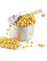 Cook N Home 02626 6 Quart Aluminium Stovetop Popcorn Popper Silver