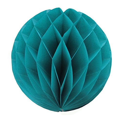 SUNBEAUTY Tissue Paper Pom Poms Paper Fans Honeycomb Balls Kit for Wedding Birthday Baby Shower Valentine Decoration 5 Pieces (Teal Blue)