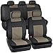 BDK OS-409-BG-A_am Black & Beige Synthetic Leather Seat Covers for Car SUV Van - Affordable PU Vinyle Replacement Covers
