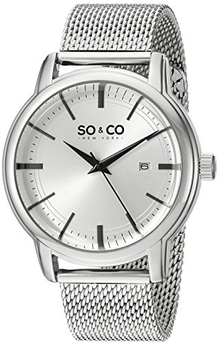 SO&CO New York Men's 'Madison' Quartz Metal and Stainless Steel Dress Watch, Color:Silver-Toned (Model: 5207.1