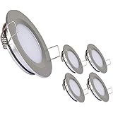 acegoo RV Boat Recessed Ceiling Light 4 Pack Super Slim LED Panel Light DC 12V 3W Full Aluminum Downlights, Warm White (Silve