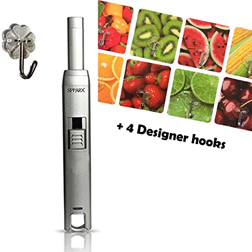 Candle Lighter – SPPARX USB Lighter - BBQ Lighter &amp; Decorative Hanger – Electronic Stove gas lighter, Flameless, Rechargeable Lighter, Windproof, USB cable included, Gift Box (Silver plus)