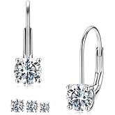 MOOSEA Moissanite Dangle Earrings for Women, 925 Sterling Silver 1-3ct Lab Created Moissanite Leverback Earrings for Women Anniversary Birthday Gifts for Wife Mom Girlfriend