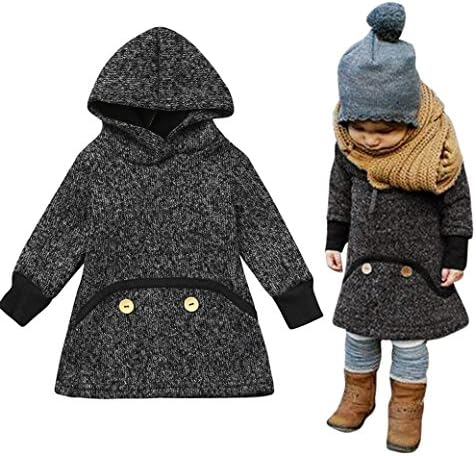 Kids Girls Long Hoodie Sweetshirt, TRENDINAO Toddler Girls Solid Sweater Pullover Tops Clothes