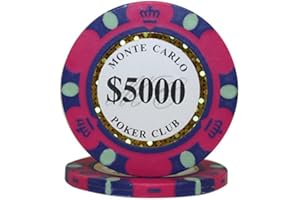 MRC 100pc $5000 Monte Carlo Poker Club Clay Composite 14 Gram Poker Chips