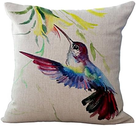 OebTrol Oil Painting Bird Hummingbird Throw Pillow Case Cushion Cover Decorative Cotton Blend Linen Pillowcase for Sofa 18"X 18" (7) ¡­
