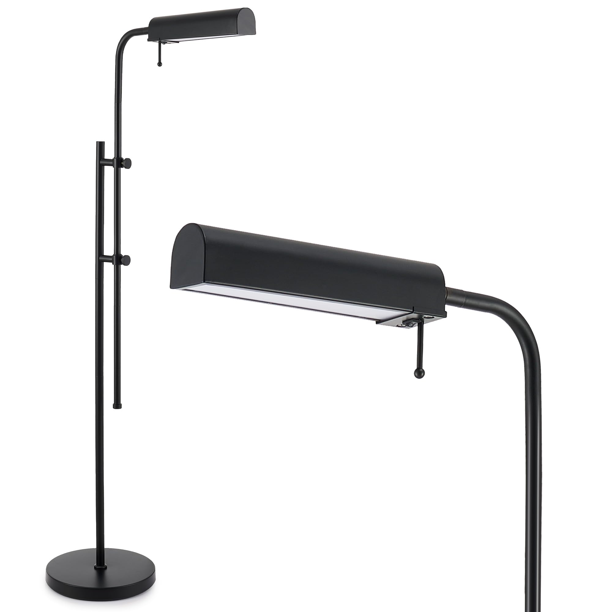 Photo 1 of VONLUCE LED Floor Lamp, 62.5" Industrial Floor Lamp for Living Room with Adjustable Height Swing Arm Head 3 Color Temperatures, Metal Standing Pole Lamp for Bedroom Reading, Black