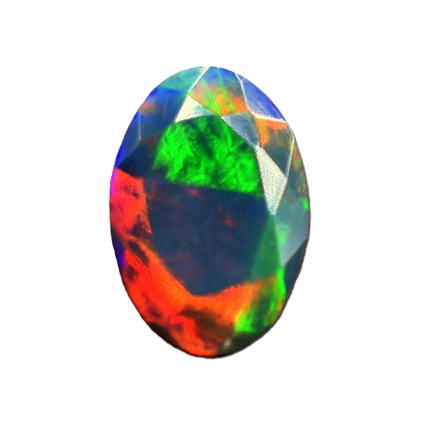 AAAA+ Certified Natural 8-10 mm Oval Shape Faceted Black Opal Gemstone Multi Fire Premium Smoked Welo Opal for Earrings Ring Necklace Jewelry Making Supplies Healing Crystals Loose Gemstones