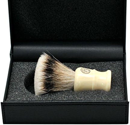 Frank Shaving Flat Shape Silvertip Badger Hair Shaving Brush Chubby Handle Free Stand