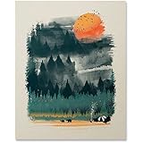 Wilderness Art Print Camping Tent Print Outdoor Nature Inspiration Poster Wilderness Wall Art Bear Print Hiking Forest Fire Home Decor 8 x 10 Inches
