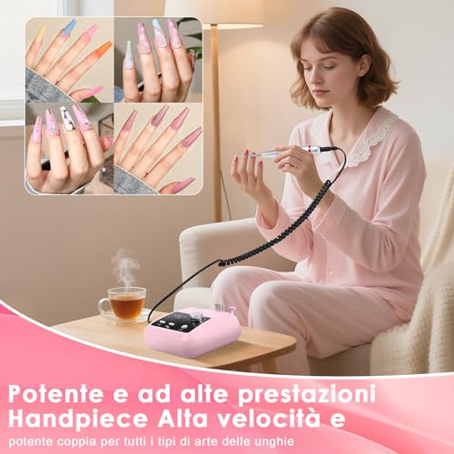Professional Nail Drill 45000RPM Electric Nail File with Smart LED and Pedals Mode Manicure and Pedicure Kit Electric Drill for Nail Gel, for Studio Beauticians Home Gifts