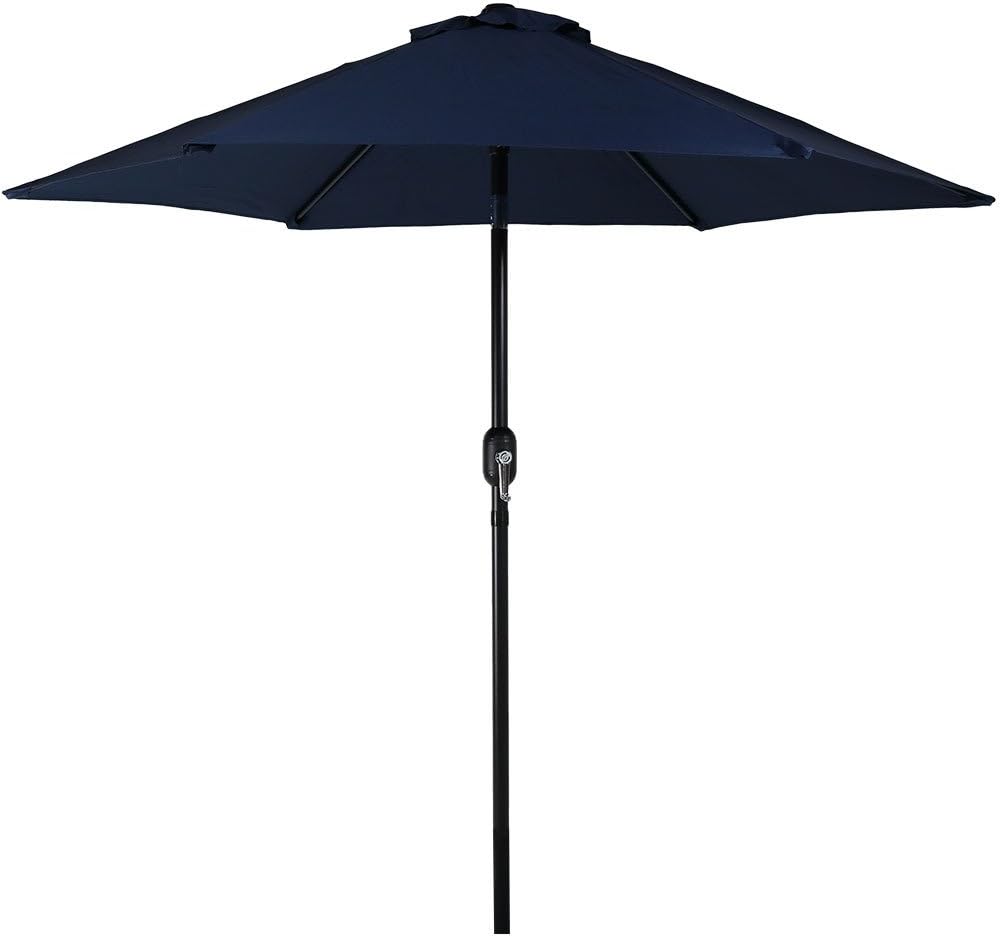 Sunnydaze 7 5 Foot Outdoor Patio Umbrella With Tilt Crank Aluminum Blue Garden Outdoor Amazon Com