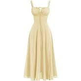 ABEHIK Women Floral Corset Dress Summer Dress 2026 Boho Flowy Slit Lace Up Midi Dresses Going Out A Line Casual Sundress