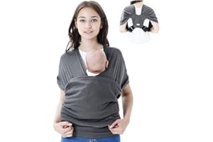 Hilabab Baby wrap Carrier,Softness Organic Cotton,Breathable Adjustable Strap Baby Hold Carrier for Newborn Up to 40 lbs (Grey)