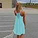 Franterd Dress Womens Spaghetti Strap Back Howllow Out Chiffon Beach Short Dress Blue