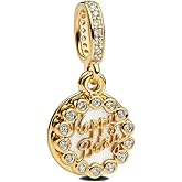 Qulmlxis Gold Heart Family Charms Bead for Bracelets and Necklaces Jewelry Charm for Women Valentine Mother's Day