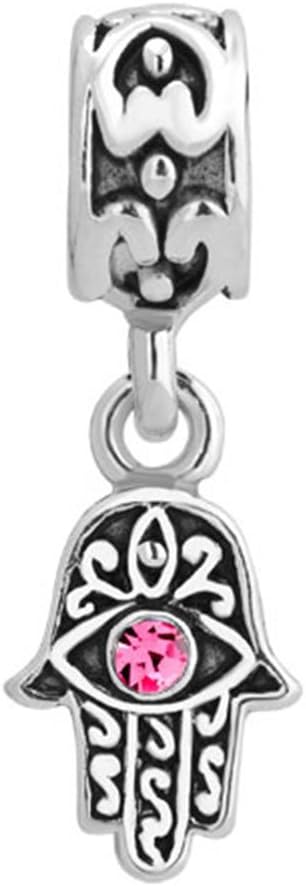 SexyMandala Hamsa Hand Blue Evil Eye Spacer Charms 12 Colors Cystal Dangle Beads Fit Pandora Bracelets