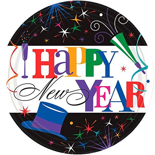 Amscan Ring in The New Year Round Paper Luncheon Plates, 60 Ct. | Party Tableware