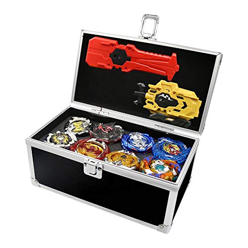 3T6B Spinning Tops Gyro Toy Set, 12pcs New Spinning Tops with 2 Turbo Blast Launchers Aluminum Alloy Case Gyro Rotating Pocket Box Portable Case