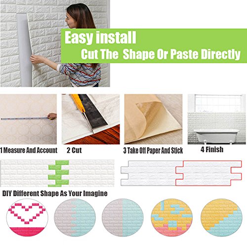 POPPAP 3D Foam Wall Panels Grey Color Peel and Stick Brick Wallpaper Self-Adhesive Removable for TV Walls, Background Wall Decor 10PCS
