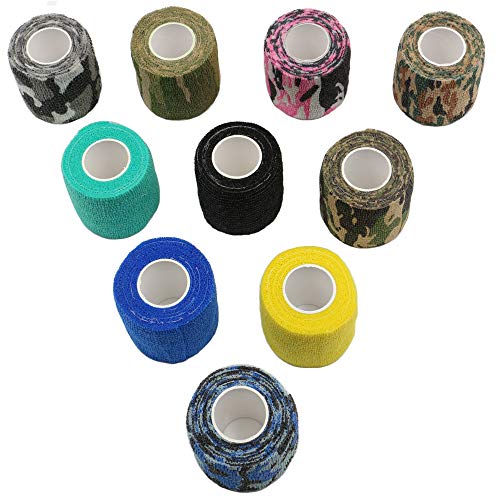 Tattoo Grip Cover - Yakecan 10pcs Disposable Cohesive Tattoo Grip Cover Bandage, Self Bandage Roll Elastic Grip Wrap for Tattoo Machine Tattoo Grip Accessories, Sports Tape Cover Super Durable Mi - Thumbnail 4
