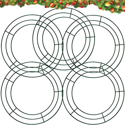 NimJoy 5 Pack Green Wire Wreath Ring Metal Floral Wreath Frame for Christmas New Year Wedding Holidays Valentines Garden Yard Home Party Decorations (8 Inches) - Thumbnail 3