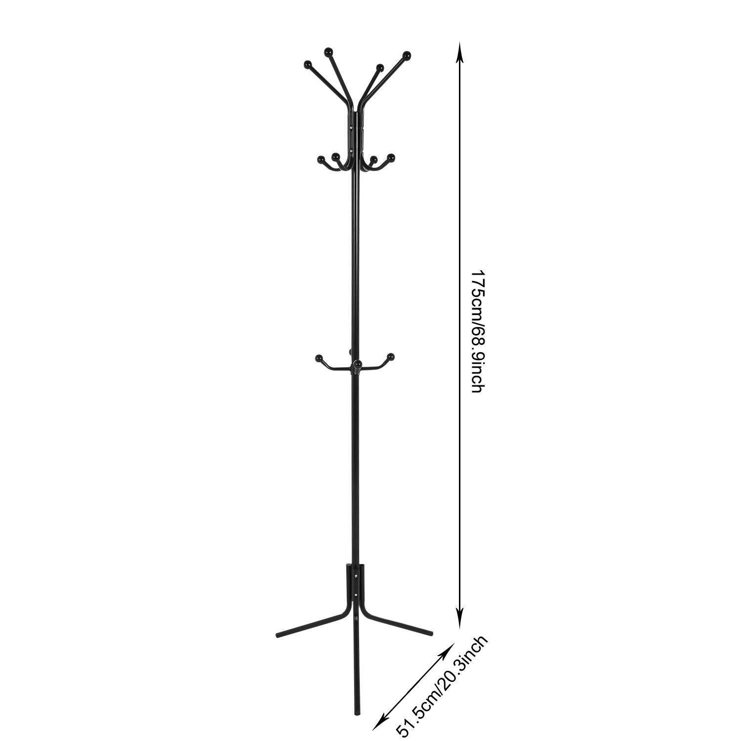 Ncient Metal Standing Entryway Coat Rack Coat Tree Hat Hanger for Jacket Umbrella Tree Stand with Tripod Base, 12 Hooks [US Stock]