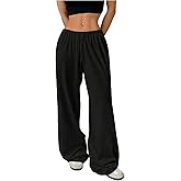 RoseSeek Women's Drawstring Waist Straight Streetwear Long Wide Leg Pants Casual Loose Baggy Workout Long Fall Sweatpants