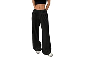 RoseSeek Women's Drawstring Waist Straight Streetwear Long Wide Leg Pants Casual Loose Baggy Workout Long Fall Sweatpants