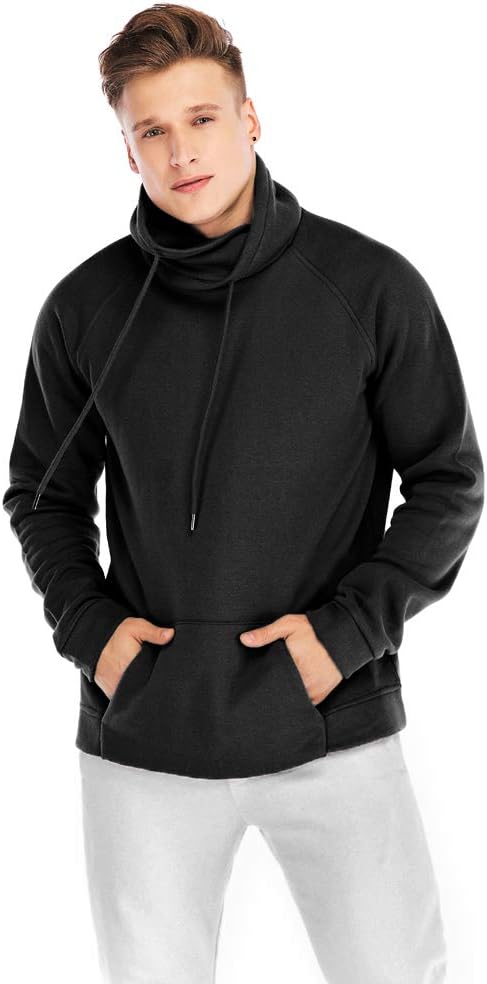 Tuerton Men's Sweatshirt Front Pocket Long Sleeve Hoodies Cozy Sport Neck Protection Outwear Streetwear