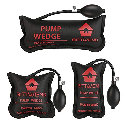 BITIWEND Air Shim,Air Wedge Pump 3pcs Inflatable Air Bag Shims for Leveling,Alignment,Contractor Tool,Inflatable Pump Wedge,Air Bag Removal Tool,Air Wedge Tool,Black