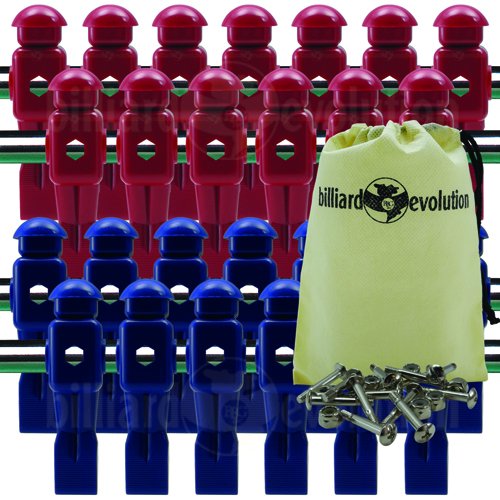 Billiard Evolution 26 Red and Blue Dynamo Foosball Men with Free Screws & Nuts Drawstring Bag