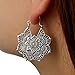 Vintage Gypsy Hammered Antique Silver Lotus Flower Hoop Earrings for Women (Gold)