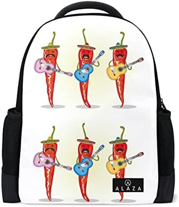 Mexican Chilli Guitar Laptop Backpack High School Bookbag Casual Travel Daypack