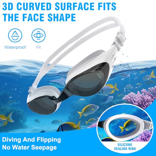 Ambienden Anti-fog Swimming Goggles General | Swimming Goggles Men Women for Adults UV Protection Waterproof | 3D Silicone Seal, Self-Adjusting Nose Bridge