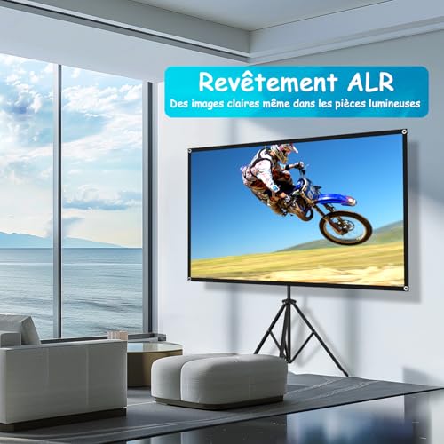 VISULAPEX 80 Inch Projector Screen with Tripod, 4K HD 16:9 Projection Screen, Lightweight Easy to Install Eran Projector, Ideal for Cinema Office and Presentations