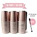 Disposable Coffee Cups with Lids by Metallic Party Rose Gold Cups Black Lid Spoon | Rose Gold Party Decorations | Bridal Shower Decorations | Coffee Cups 12 oz | Paper Cups | Insulated Cups