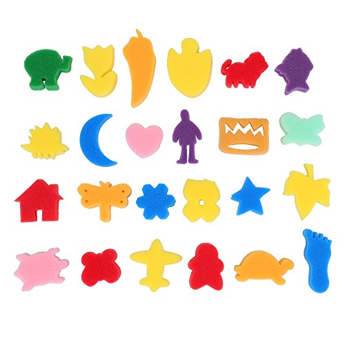 Art &Craft 46 Pieces Early Learning Sponge Painting Brushes Set for Kits Early DIY Learning Making DIY Include 24 pcs Painting Shapes ,Art CraftsSponge Brush, Flower Pattern Brush, Brush Set, Palette