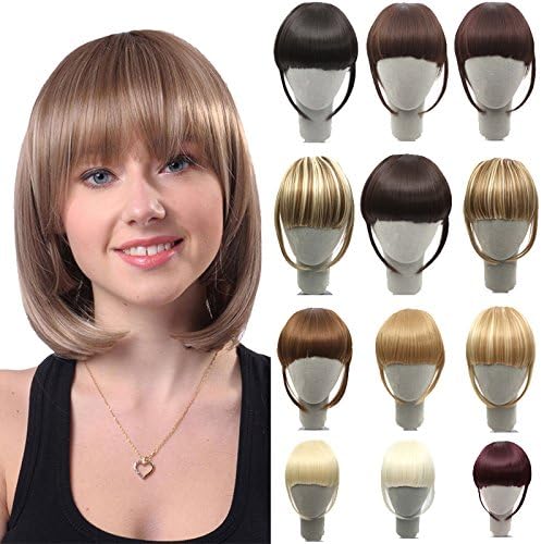 AOSI WIGClip In Hair Bangs Hairpiece Clip In Hair Extensions Heat Resistant Synthetic Fake Bangs (Light Brown)