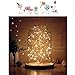 Erosom Glass Dome Lamp Bell Jar Display Dome Bamboo Base String USB LED Bedside Table Lamp with LED Warm Fairy Starry String Lights Ideal for Decoration Anywhere.(Warm White)