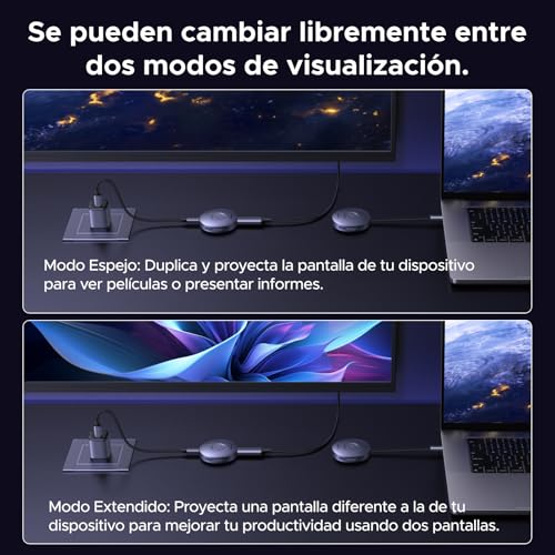 UGREEN Transmisor Receptor Inalámbrico Magnético Portátil USB-C a HDMI, Transmisión 5G de 1080P a 60 Hz, Compatible con Smartphones, Tablets, Portátiles y PC a TV, Monitores y Proyectores (50M/164ft)