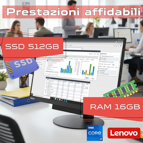 Lenovo All-in-One ThinkCentre TIO24 24″ Full HD | Intel Core i7 up to 3.60 GHz | 16 GB | 512 GB SSD | Webcam Win 11 Pro 36 Months Warranty (Refurbished)