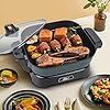 Uten Multi Function Electric Cooker Pan with Glass Lid , Integrated Kitchen Pot , Electric Hot Pot , Electric Barbecue Grill ,  Adjustable Temperature Control , Cool Touch Handles & Non-Stick
