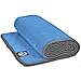 Youphoria Yoga Microfiber Non-Slip Towel - Hot Yoga Mat Towel for Enhanced Grip and Sweat Absorption - Blue with Gray Stitching