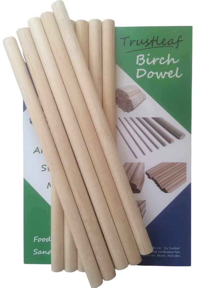 Trustleaf 16mm x 30cm Birch Hardwood Wooden Dowels (10 Dowels)