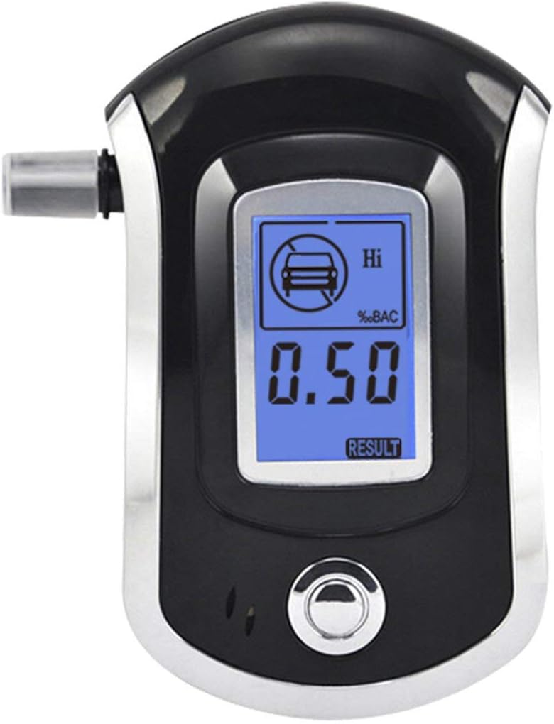 AT-6000 Breathalyzer Alcohol Detector Digital LCD Screen Battery Power Hand-Hold Professional BAC Tracker with 5 Mouthpieces