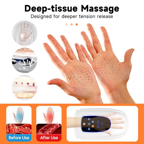 Hand Massager with Heat and Compression, Cordless Hand Massager for Arthritis and Carpal Tunnel, 3 Modes, 5 Levels, Pain Relief Heated Wrist Finger Massage, Gifts for Women Men Relaxation at Office